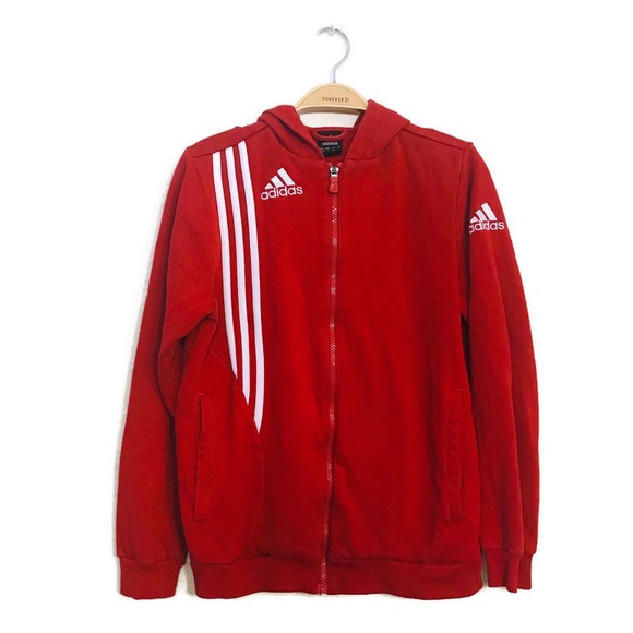 red adidas zip up
